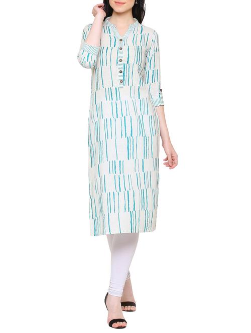 white cotton straight kurta - 15275004 - Standard Image - 1