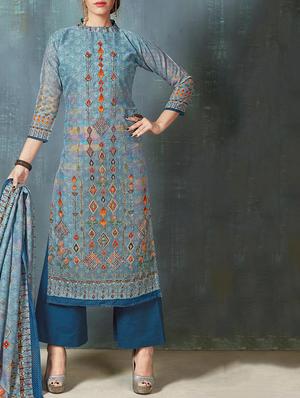 Embroidered unstitched palazzo suit - 15275351 - Standard Image - 1