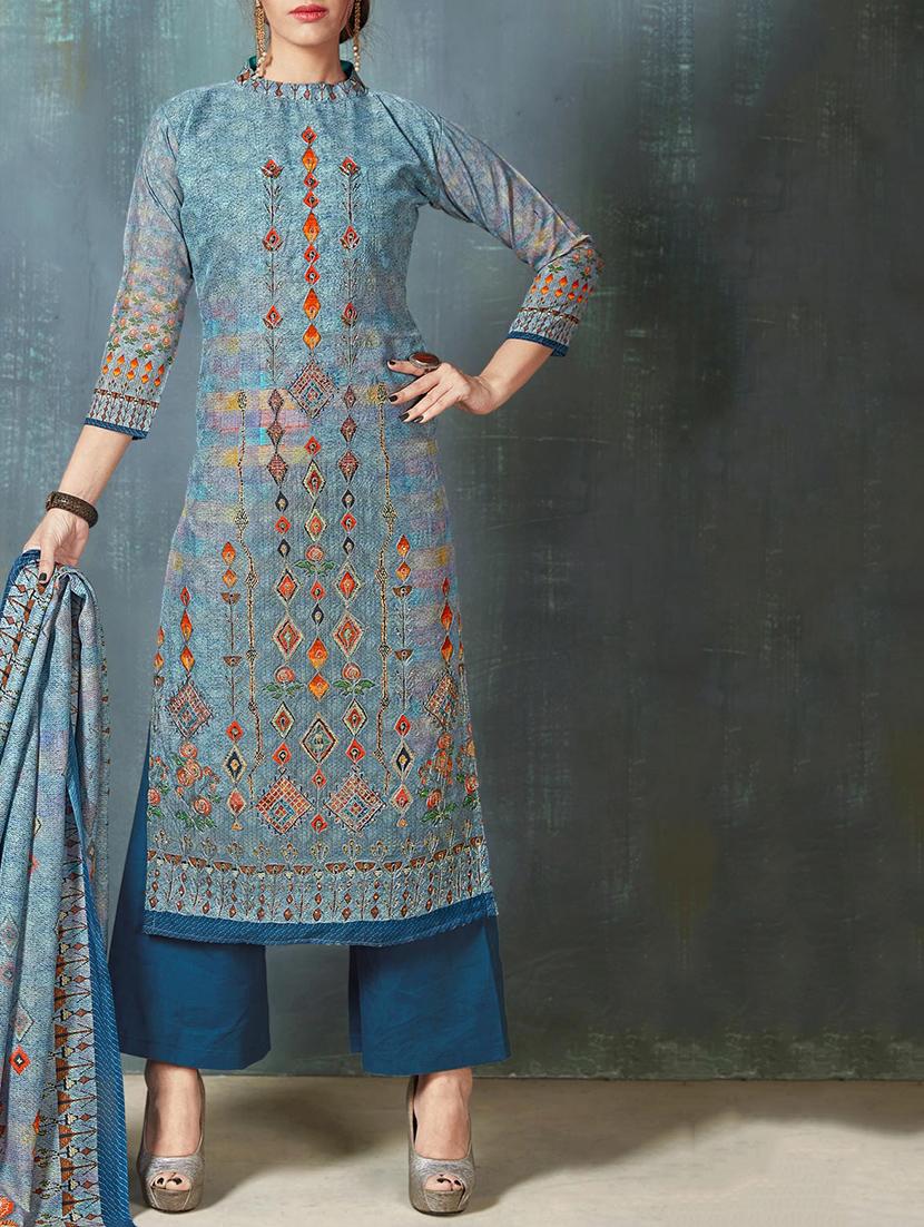 Embroidered unstitched palazzo suit - 15275351 - Zoom Image - 1