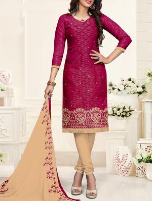 Embroidered unstitched churidaar suit - 15275368 - Standard Image - 1