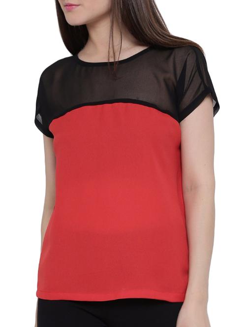 Color block panel yoke & sleeve top - 15275489 - Standard Image - 1