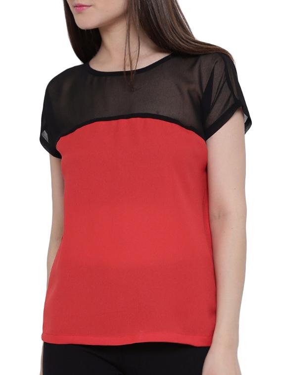 Color block panel yoke & sleeve top - 15275489 - Zoom Image - 1