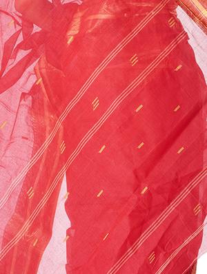 red cotton tant saree - 15276507 - Standard Image - 3