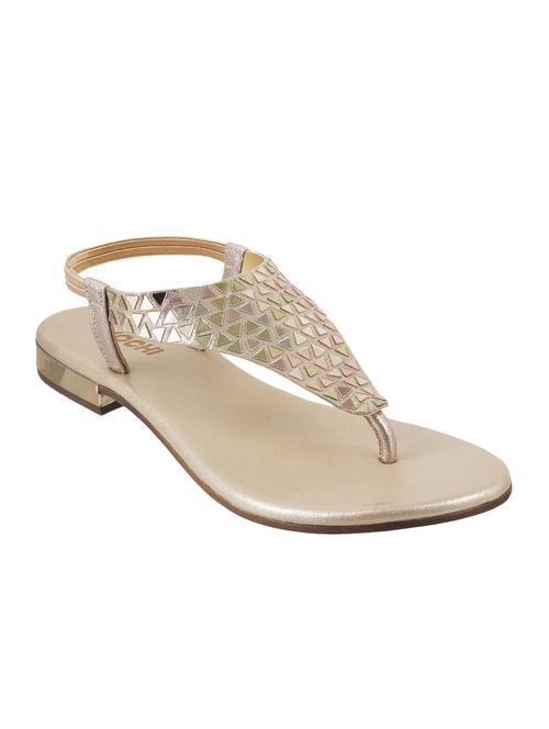 gold faux leather toe separator sandals - 15276699 - Standard Image - 1