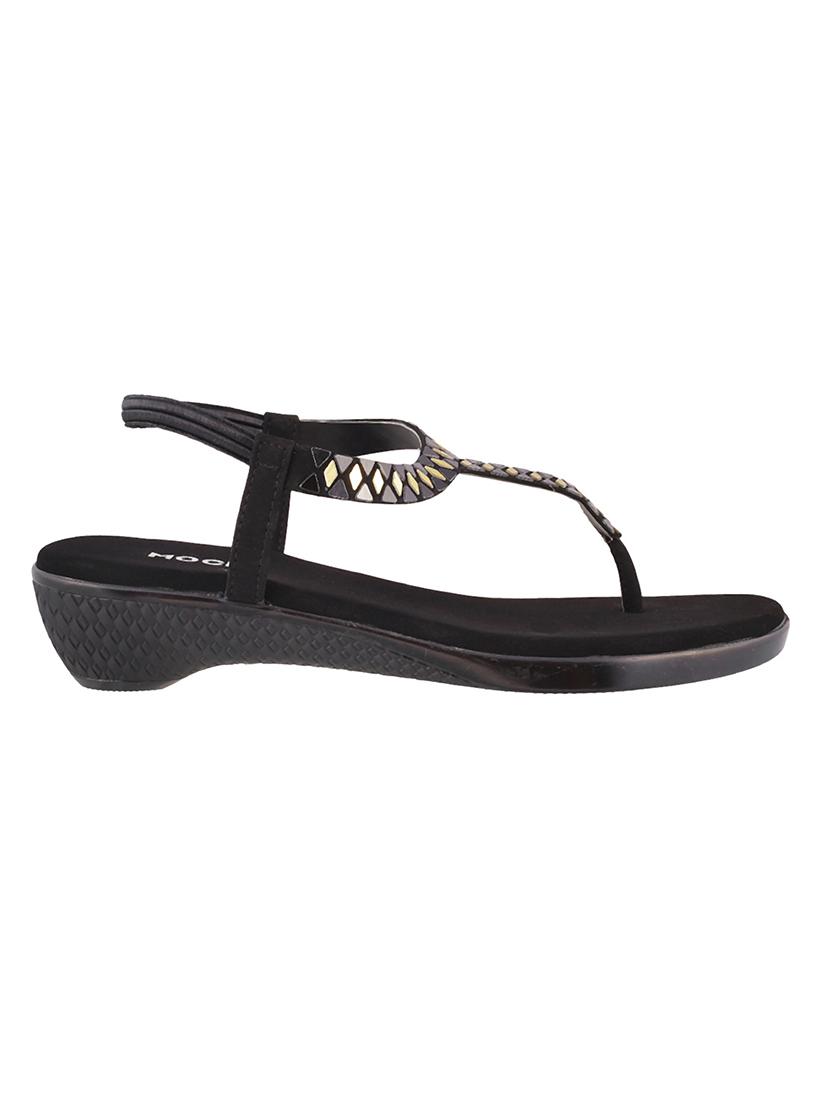 black faux leather toe separator sandals - 15276702 - Zoom Image - 2