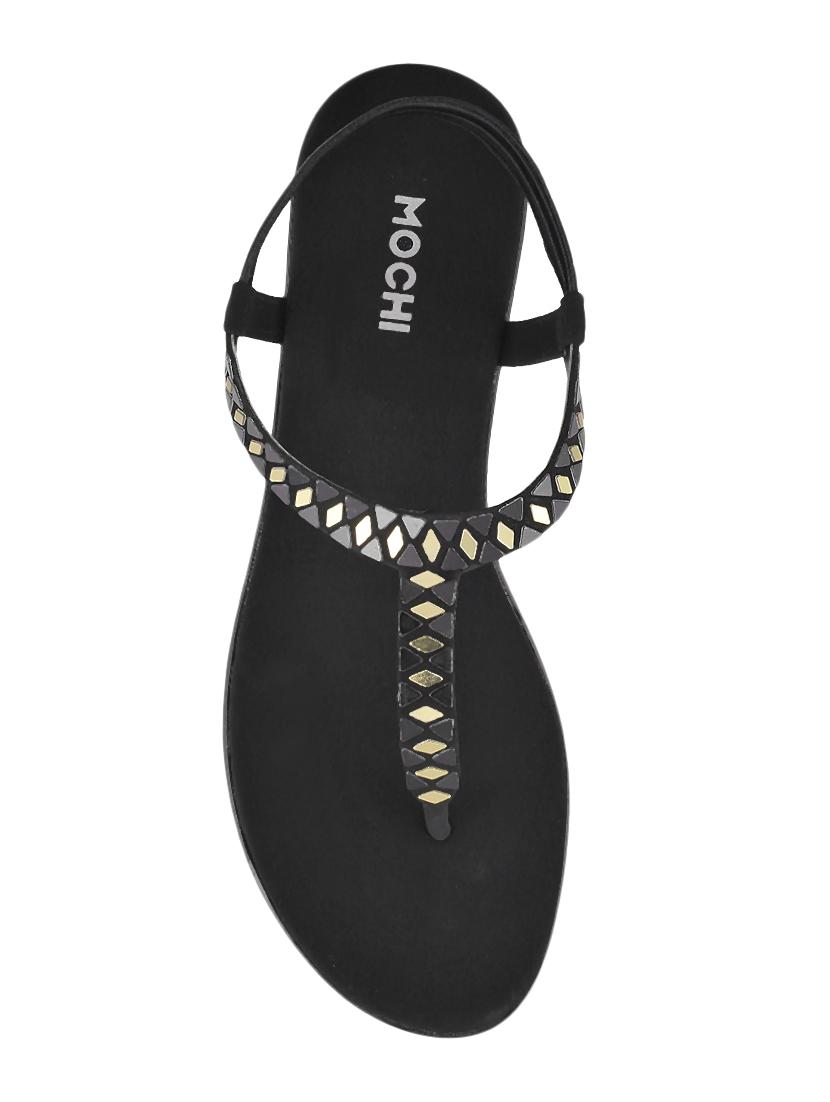 black faux leather toe separator sandals - 15276702 - Zoom Image - 4