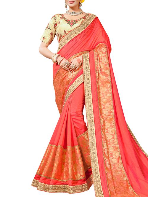 red silk woven saree with blouse - 15276841 - Standard Image - 1