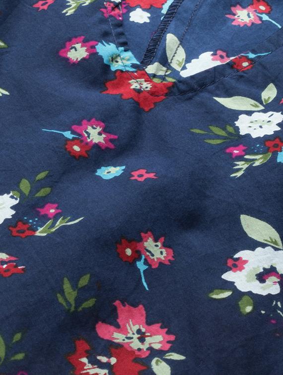 navy blue cotton floral a-line dress - 15277104 - Zoom Image - 5
