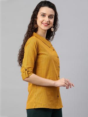 asymmetric collar striped top - 15277119 - Standard Image - 2