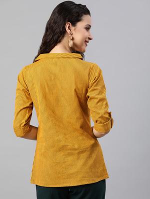 asymmetric collar striped top - 15277119 - Standard Image - 3