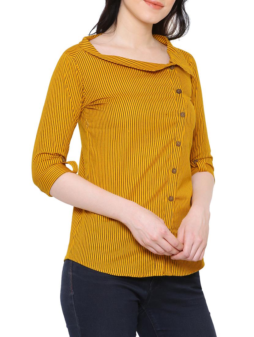 asymmetric collar striped top - 15277119 - Zoom Image - 1