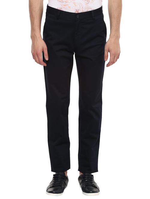 navy blue cotton blend chinos - 15277239 - Standard Image - 1