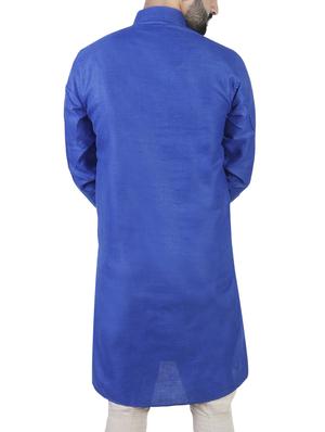 blue cotton long kurta - 15277350 - Standard Image - 3