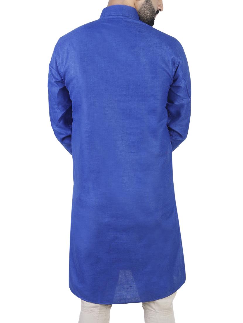 blue cotton long kurta - 15277350 - Zoom Image - 3