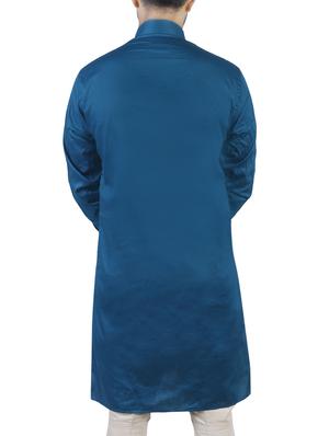 blue cotton long kurta - 15277351 - Standard Image - 3