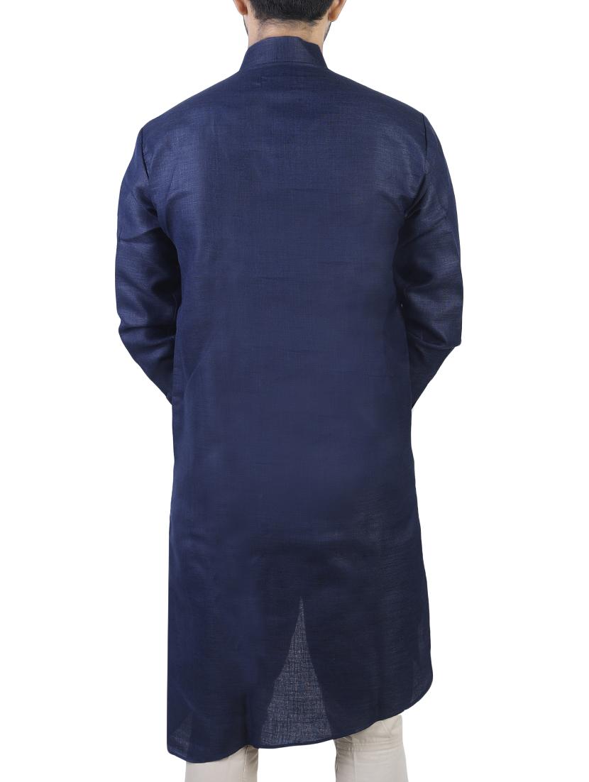 blue cotton asymmetric kurta - 15277352 - Zoom Image - 3