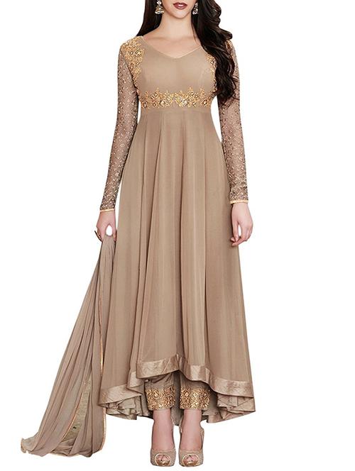 embroidered semi-stitched anarkali suit - 15277767 - Very Small Image - 1