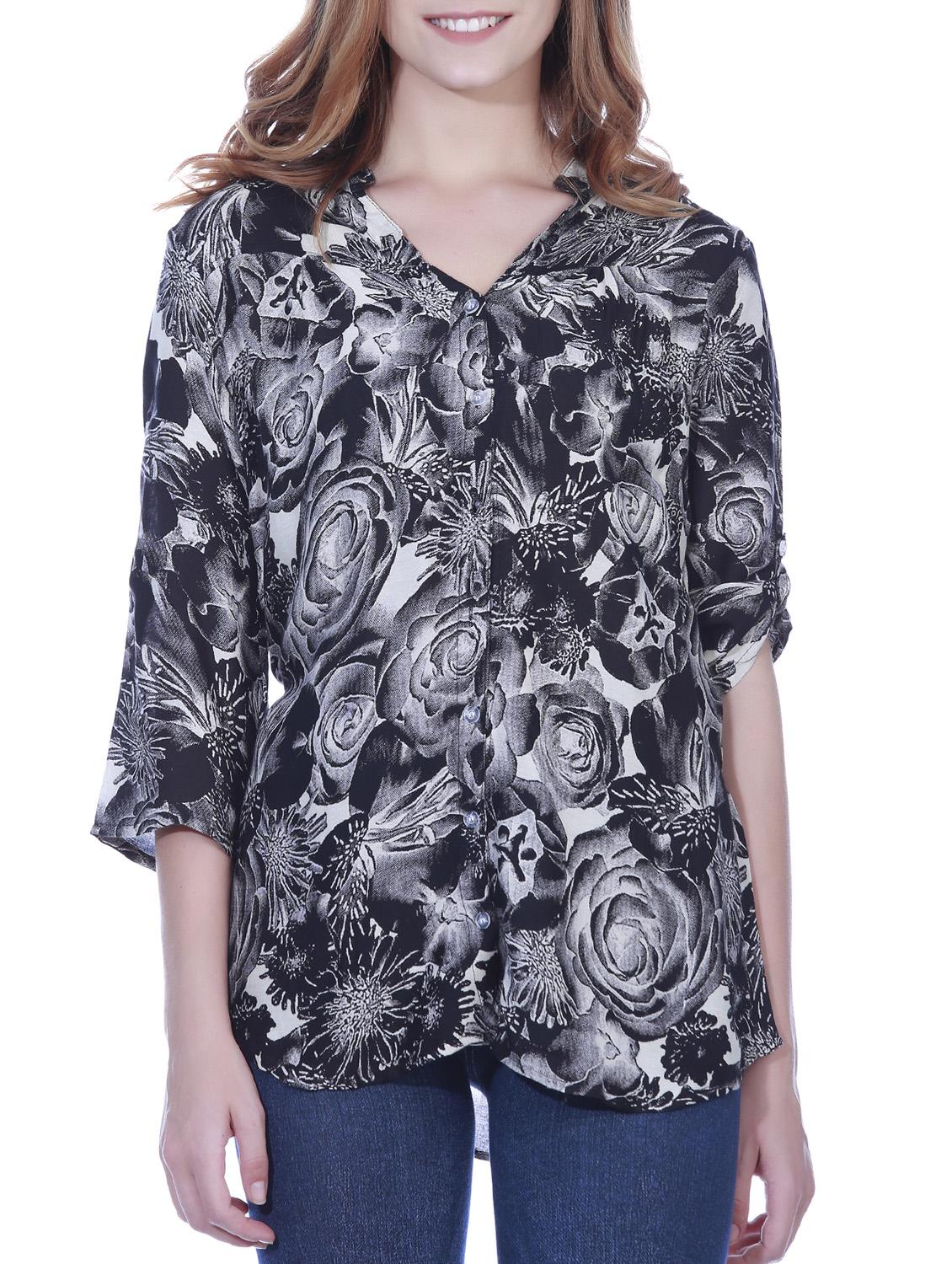 mandarin neck floral shirt - 15277985 - Zoom Image - 1