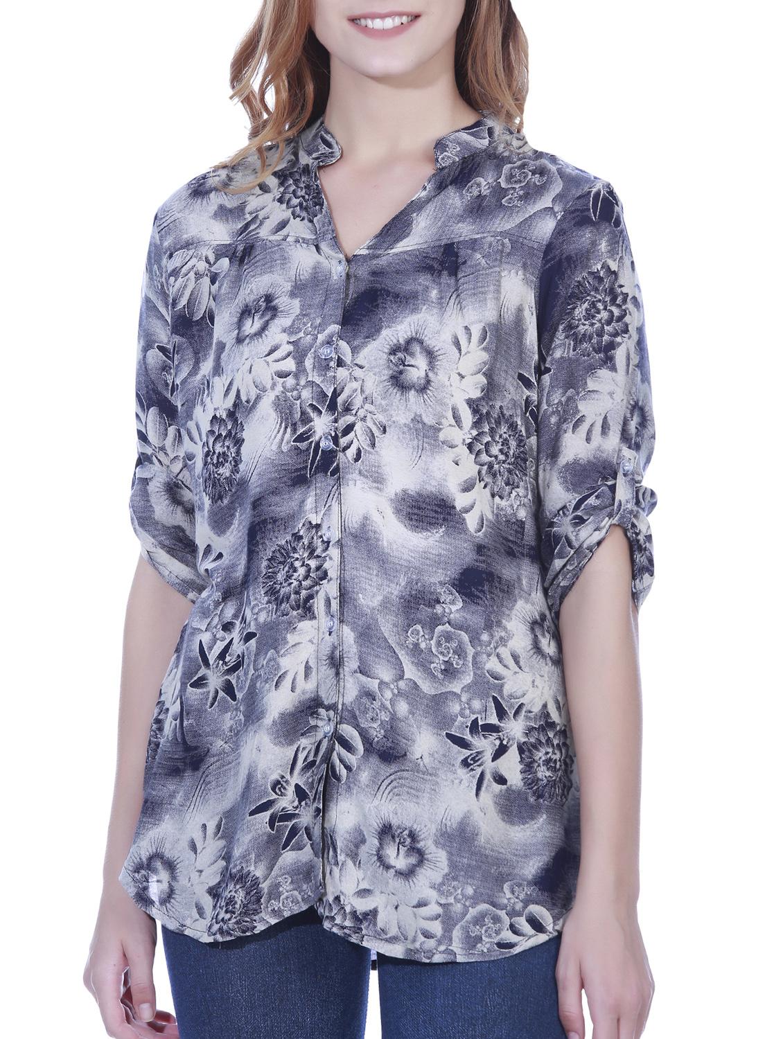 grey printed rayon shirt tunic - 15277986 - Zoom Image - 1