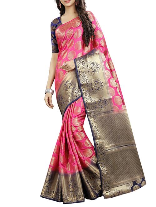 pink cotton silk banarasi saree with blouse - 15278394 - Standard Image - 1