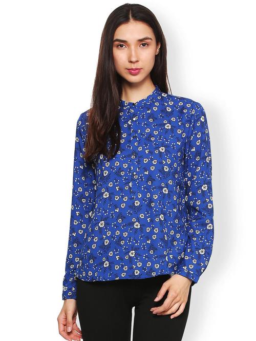 mandarin collar floral top - 15278499 - Standard Image - 1