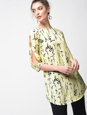 printed boat neck tunic - 15279243 - Standard Image - 2