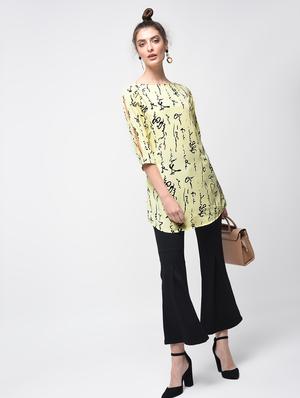 printed boat neck tunic - 15279243 - Standard Image - 4