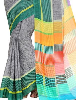 grey silk blend maheshwari saree with blouse - 15279262 - Standard Image - 3