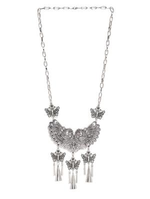 silver metal long necklace - 15279824 - Standard Image - 3