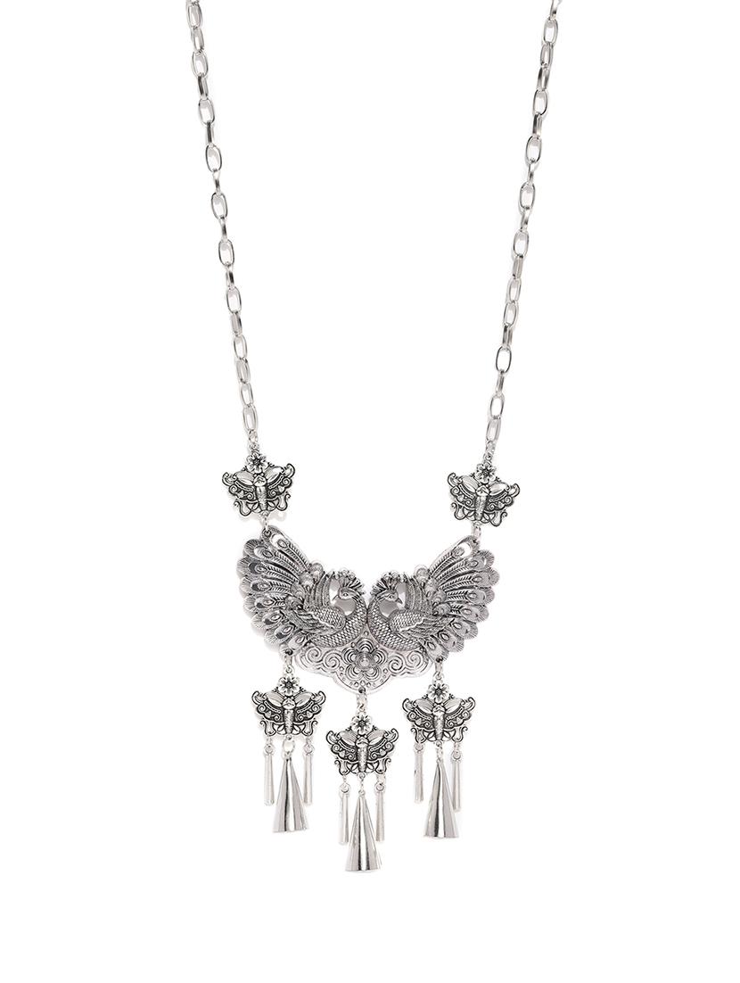 silver metal long necklace - 15279824 - Zoom Image - 2