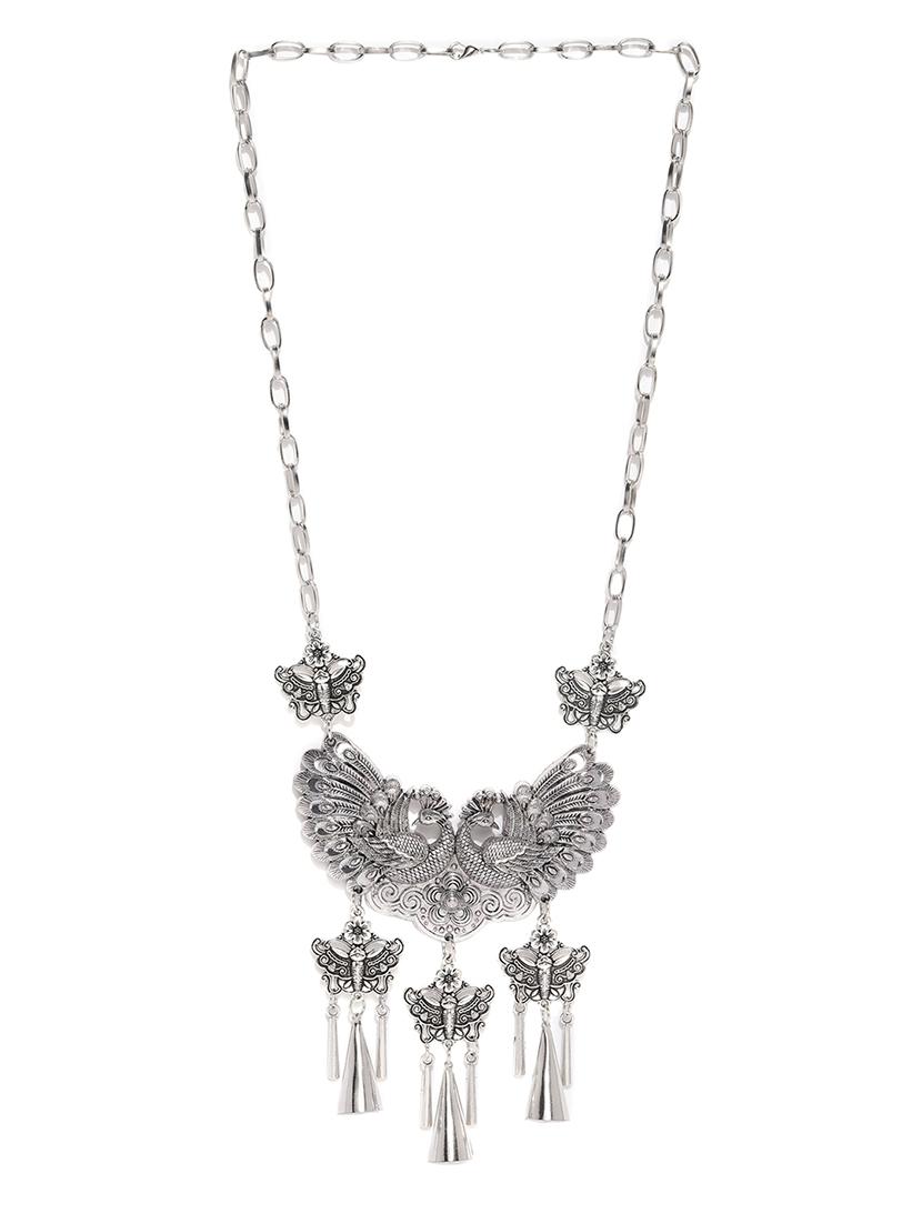 silver metal long necklace - 15279824 - Zoom Image - 3
