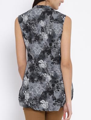 grey cotton printed tunic - 15280290 - Standard Image - 3