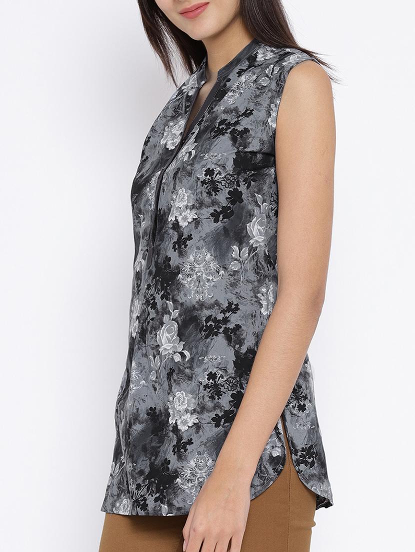 grey cotton printed tunic - 15280290 - Zoom Image - 2