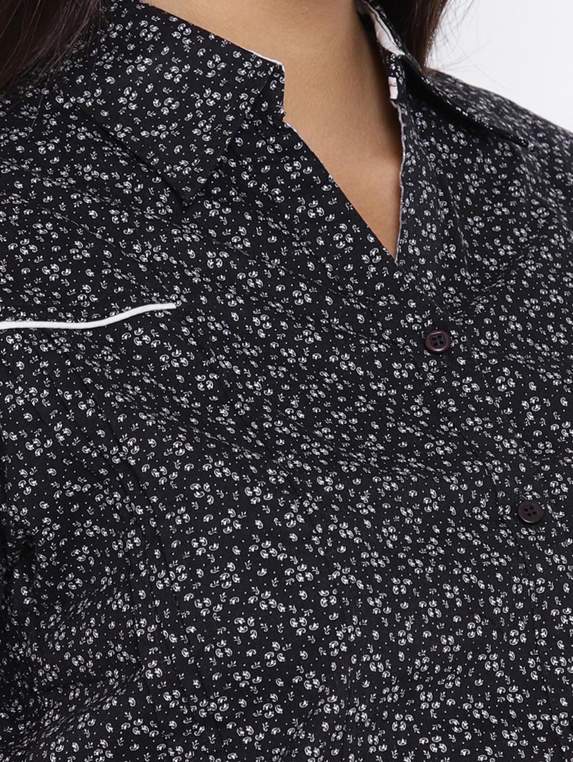 black cotton printed shirt - 15280300 - Zoom Image - 4