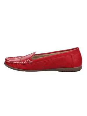 red faux leather slip on loafers - 15280425 - Standard Image - 2