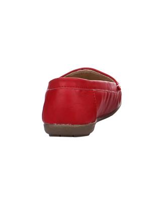 red faux leather slip on loafers - 15280425 - Standard Image - 3