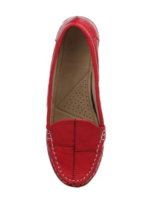 red faux leather slip on loafers - 15280425 - Standard Image - 4