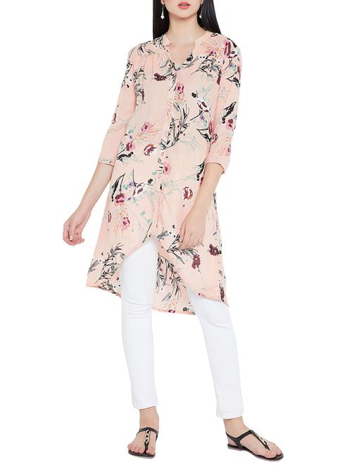 floral shirt high-low tunic - 15280886 - Standard Image - 1