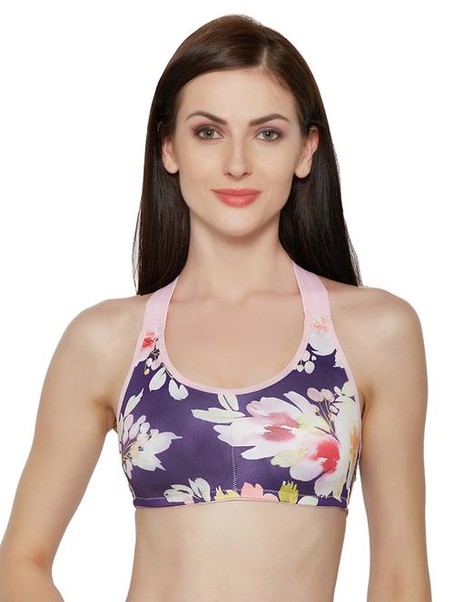 purple printed sports bra - 15282243 - Standard Image - 1