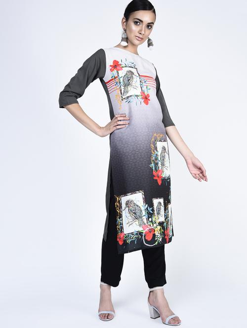 Digital print straight kurta - 15283705 - Standard Image - 1