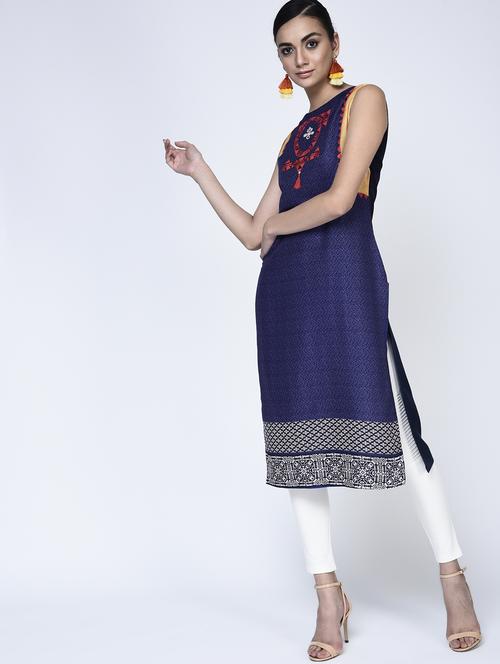 Indigo straight kurta - 15283710 - Standard Image - 1