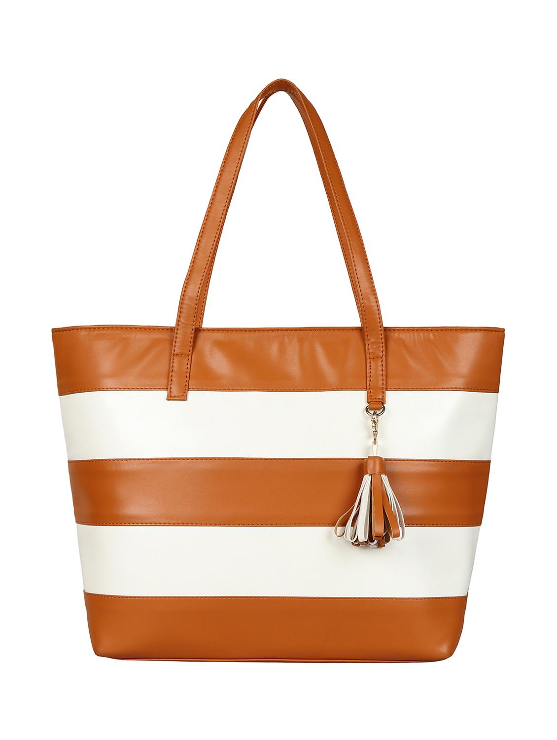 brown colored leatherette (pu) regular tote - 15283909 - Zoom Image - 1