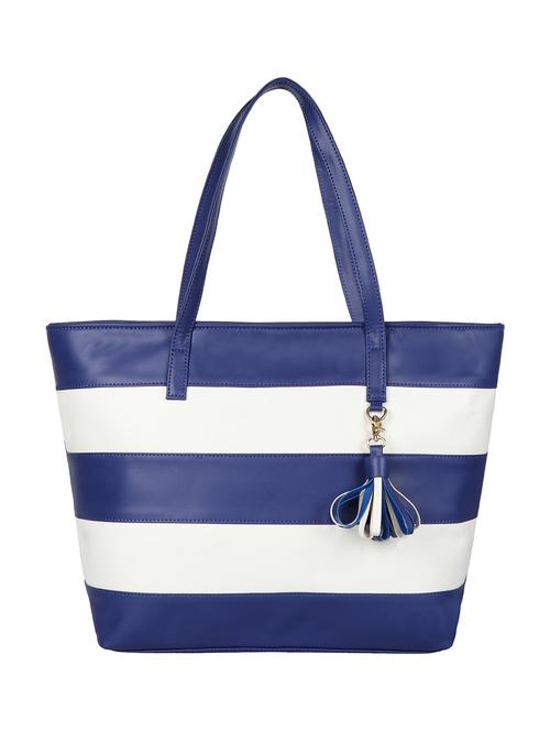 blue colored leatherette (pu) regular tote - 15283912 - Standard Image - 1