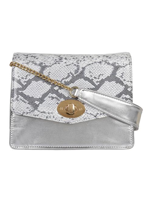 silver leatherette (pu) regular sling bag - 15283942 - Standard Image - 1