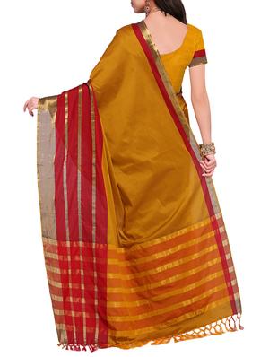 mustard cotton silk maheshwari saree with blouse - 15284036 - Standard Image - 2