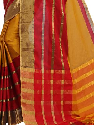 mustard cotton silk maheshwari saree with blouse - 15284036 - Standard Image - 3