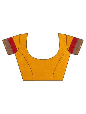 mustard cotton silk maheshwari saree with blouse - 15284036 - Standard Image - 4