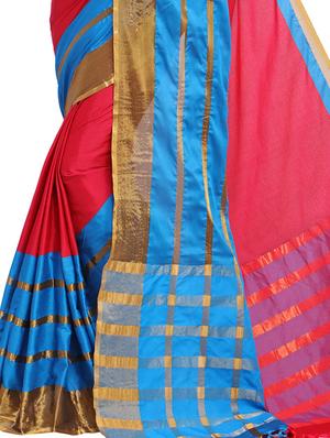 solid silk maheshwari saree with blouse - 15284040 - Standard Image - 3