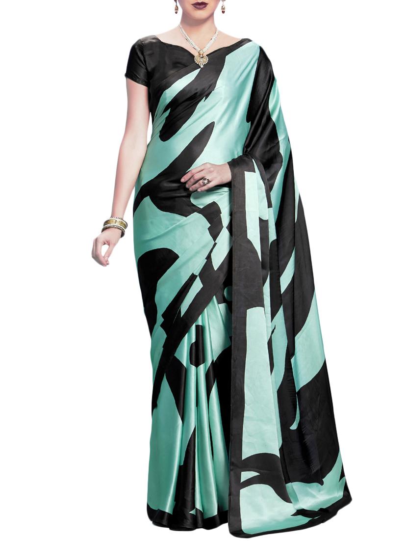 all over printed crepe saree with blouse - 15284060 - Zoom Image - 1