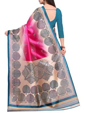 all over printed pink art silk saree with blouse - 15284117 - Standard Image - 2